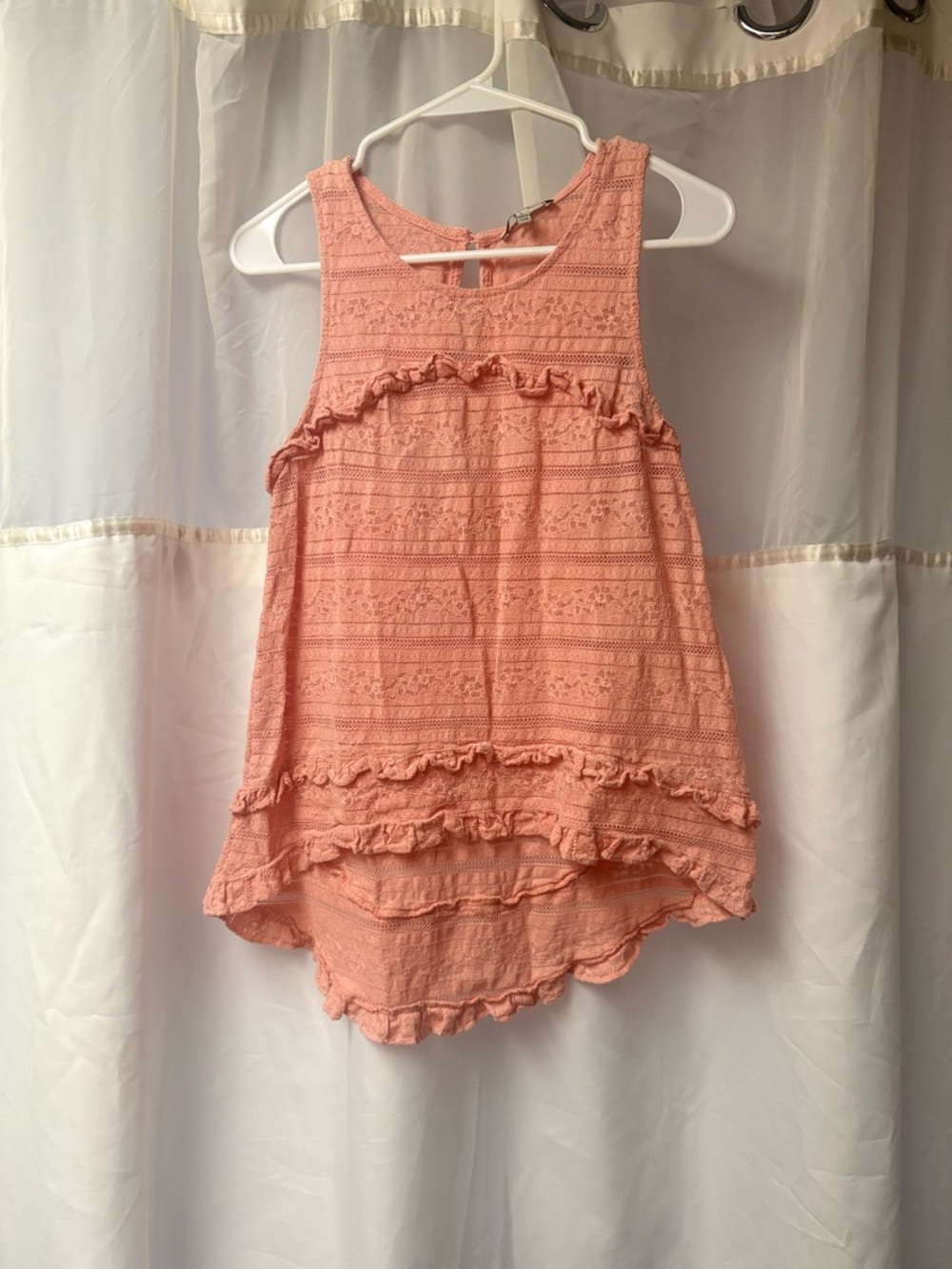 Peach Ruffle Lace Tank - Women